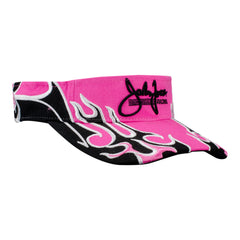 Ladies John Force Flame Visor in Pink - Angled Right Side View