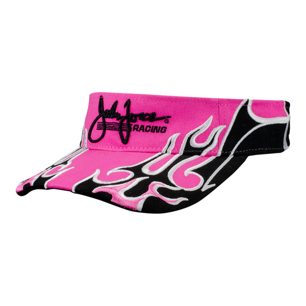 Ladies John Force Flame Visor in Pink - Angled Left Side View