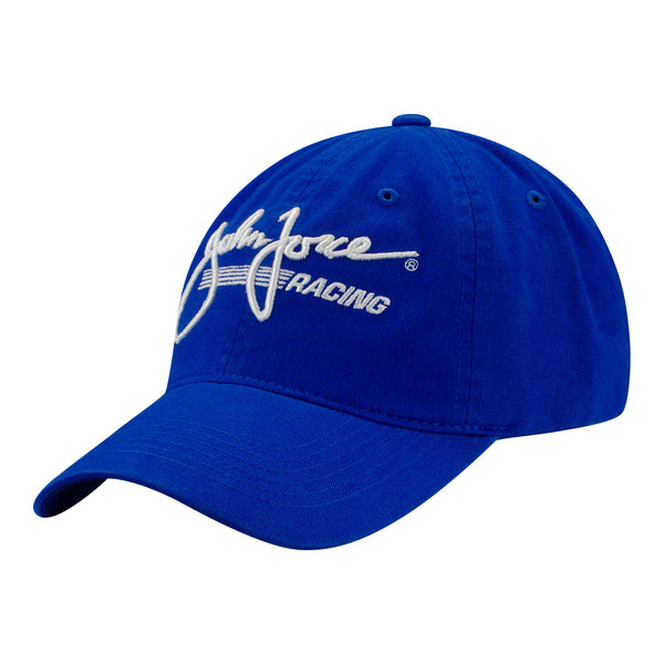 John Force Racing Unstructured Hat In Blue & White - Angled Left Side View