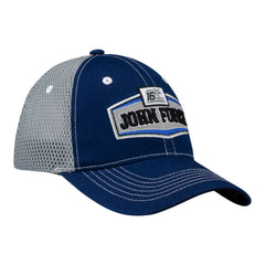 John Force Foam Mesh Flex-Fit Hat in Blue and Grey - Angled Right Side View