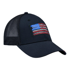 John Force Flag Mesh Hat in Black - Angled Right Side View