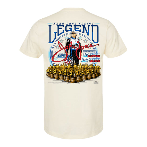 John Force NHRA Drag Racing Legend T-Shirt in White - Back View