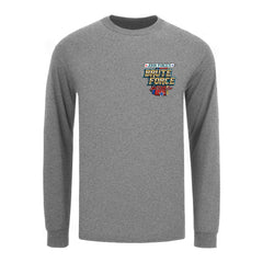 Retro Brute Force Long Sleeve T-Shirt In Grey - Front View