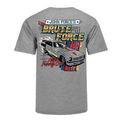 Retro Brute Force T-Shirt In Grey - Back View