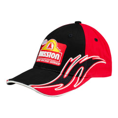 Mission Drag Racing Series Hat in Red and Black - Angled Left Side View