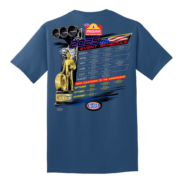 2025 NHRA Mission Schedule T-Shirt - Back View