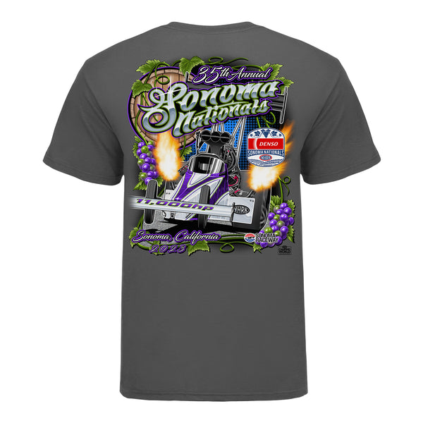 DENSO NHRA Sonoma Nationals Event T-Shirt In Grey - Back View