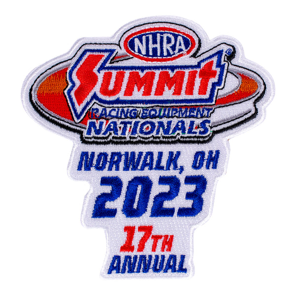 Summit Racing Equipment NHRA Nationals Event Emblem In Red, White & Blue - Front View