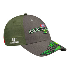 AMALIE Motor Oil NHRA Gatornationals Event Hat in Grey and Green - Angled Right Side View