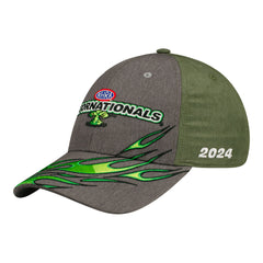 AMALIE Motor Oil NHRA Gatornationals Event Hat in Grey and Green - Angled Left Side View