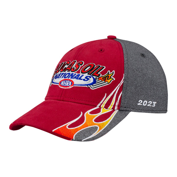 Lucas Oil NHRA Nationals Event Hat In Red & Grey - Angled Left Side View