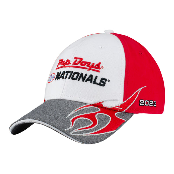 Pep Boys NHRA Nationals Event Hat In White, Red & Grey - Angled Left Side View