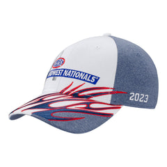 NHRA Midwest Nationals Event Hat In White, Blue & Red - Angled Left Side View