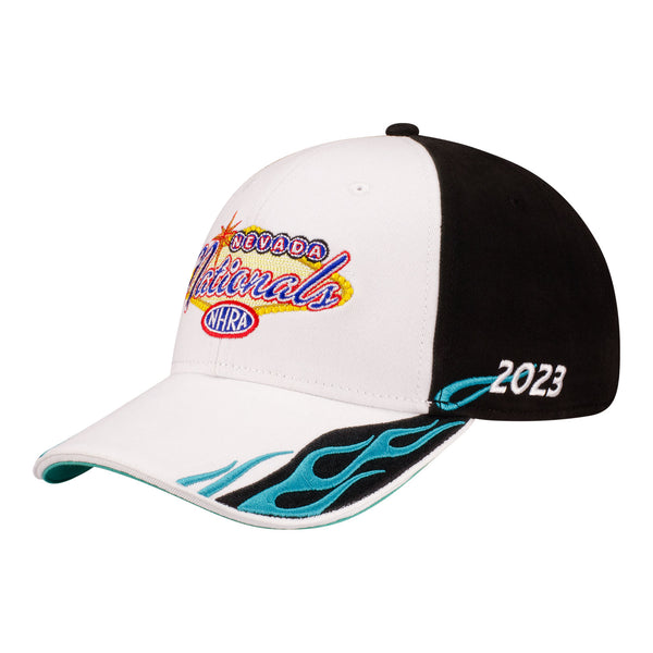 NHRA Nevada Nationals Event Hat In White, Black & Blue - Angled Left Side View