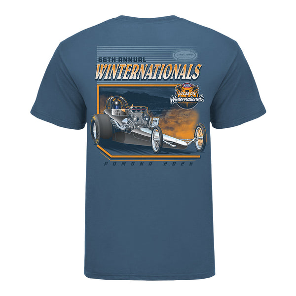 Pomona 2026 Winternationals Throwback T-Shirt in Blue - Back View