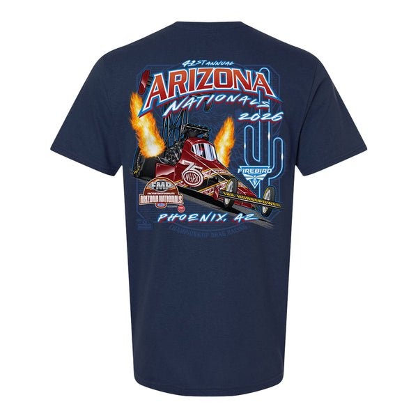 2026 NHRA Arizona Nationals Event T-Shirt in Blue - Back View