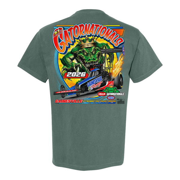 Gainesville Raceway 2026 Gatornationals Event T-Shirt In Green - Back View