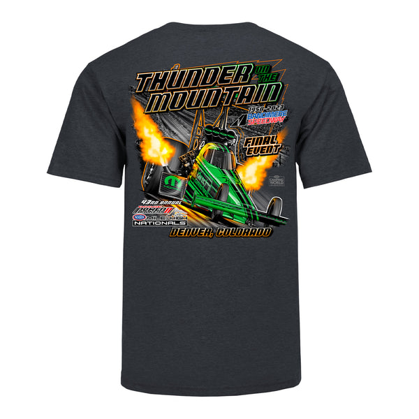 Dodge Power Brokers NHRA Mile-High Nationals Event T-Shirt In Grey - Back View