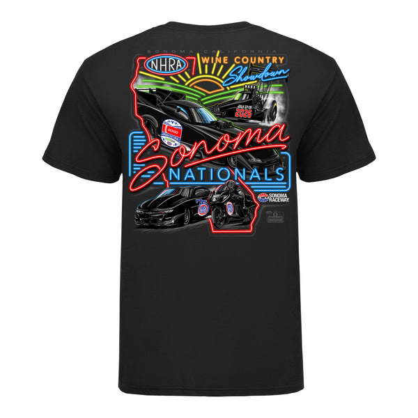 2026 NHRA Sonoma Nationals 4 Car T-Shirt in Black - Back View