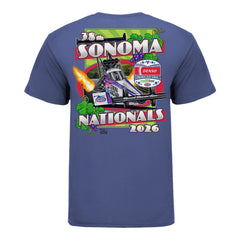 2026 NHRA Sonoma Nationals T-Shirt in Blue - Back View
