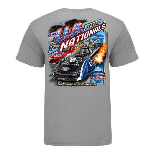 2026 Cornwell Quality Tools NHRA US Nationals Grey Event T-Shirt in Grey - Back View