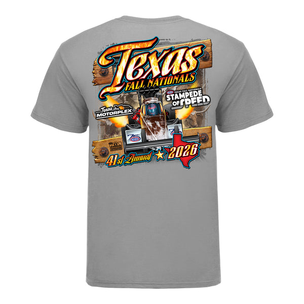 2026 NHRA Texas Fall Nationals Event T-Shirt in Grey - Back View