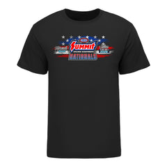 2026 NHRA Summit Nationals 4 Car T-Shirt in Black - Front View