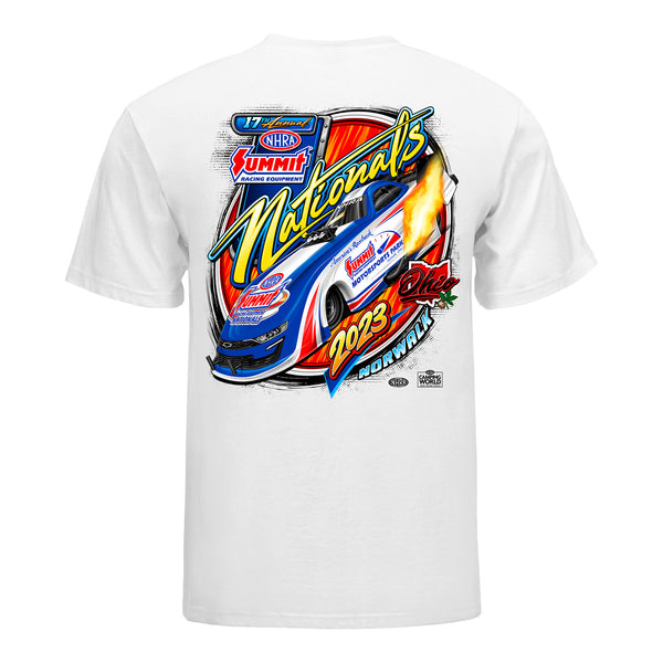 Summit Racing Equipment NHRA Nationals Event T-Shirt In White - Back View