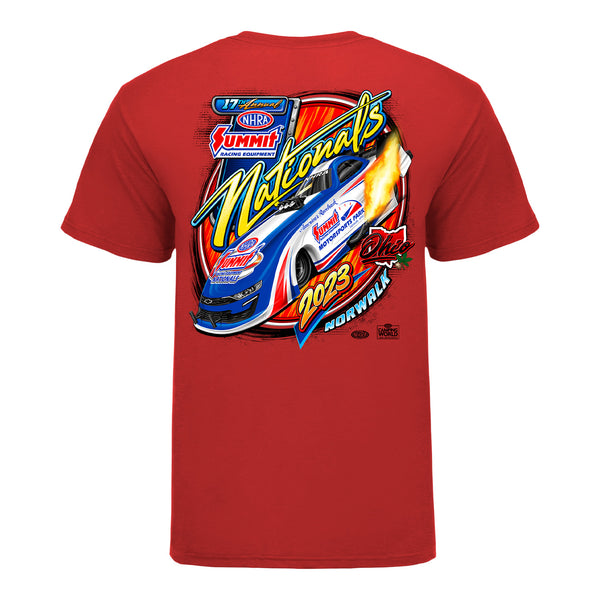 Summit Racing Equipment NHRA Nationals Event T-Shirt In Red - Back View