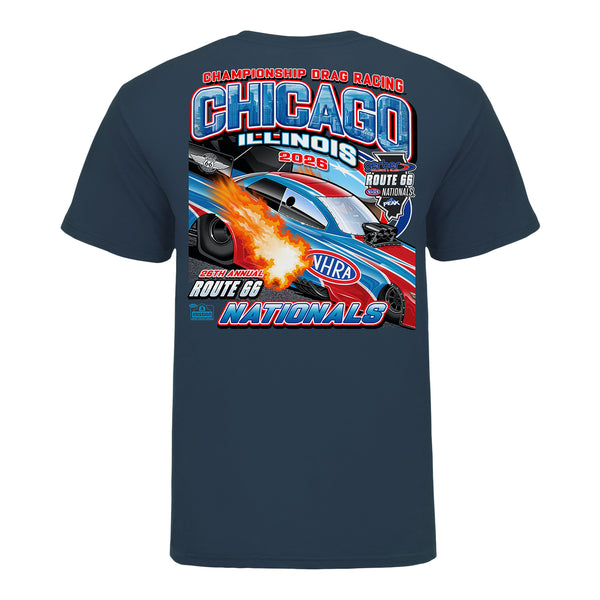 2026 NHRA Route 66 Nationals T-Shirt in Blue - Back View