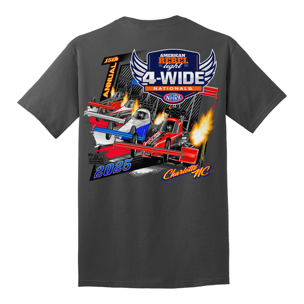 2025 American Rebel Light NHRA 4-Wide Nationals Event Shirt - Charcoal - Back View
