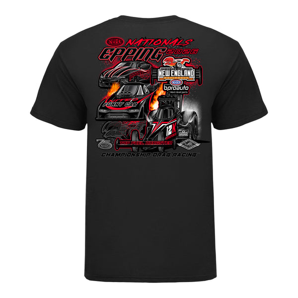 2026 New England Nationals Ghost Car T-Shirt in Black - Back view