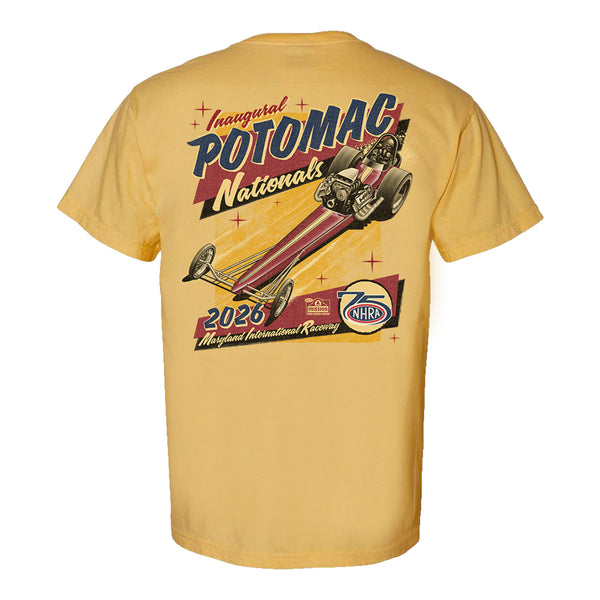 2026 Potomac Nationals Retro T-Shirt in Yellow - Back View