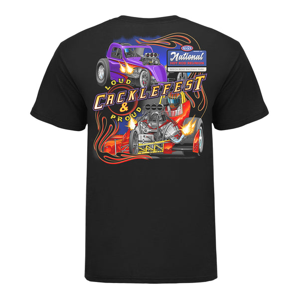 2026 National Hot Rod Reunion Cackle T-Shirt in Black - Back View