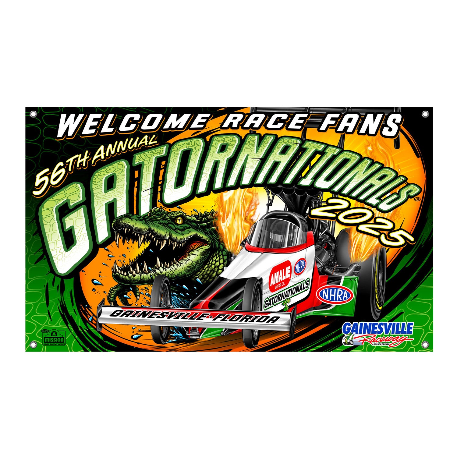 ブリキ看板 エンボスメタルサイン NHRA Gator Nationls ロゴ 1968 Hot Wheels Hot Curves Race Action Set: Junglenationals