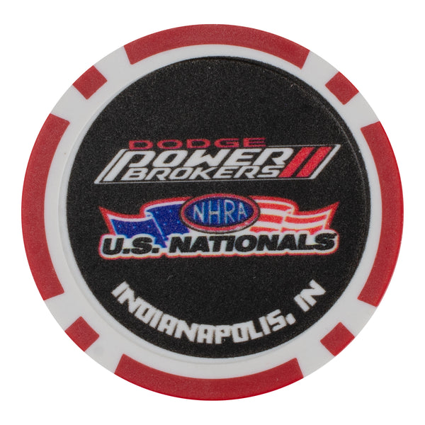 Dodge Power Brokers NHRA U.S. Nationals Event Poker Chip In Black, Red & White - Top View