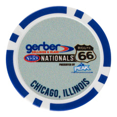 Gerber Collision and Glass Route 66 NHRA Nationals presented by PEAK Performance Event Poker Chip In Blue & White - Front View
