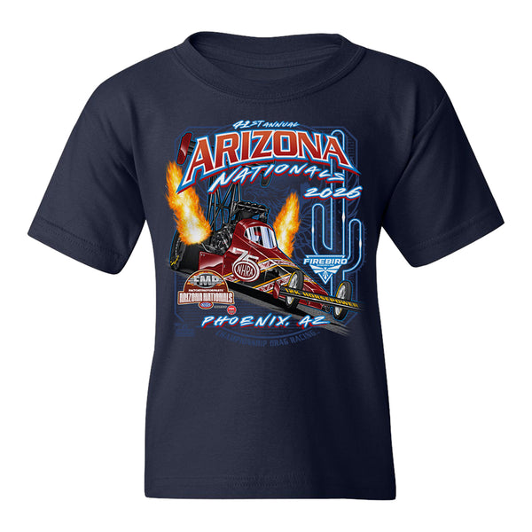 2026 NHRA Arizona Nationals Youth Event T-Shirt in Blue - Front View
