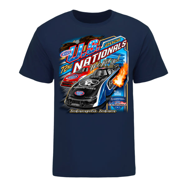 2026 Cornwell Quality Tools NHRA US Nationals Youth T-Shirt in Blue - Front View