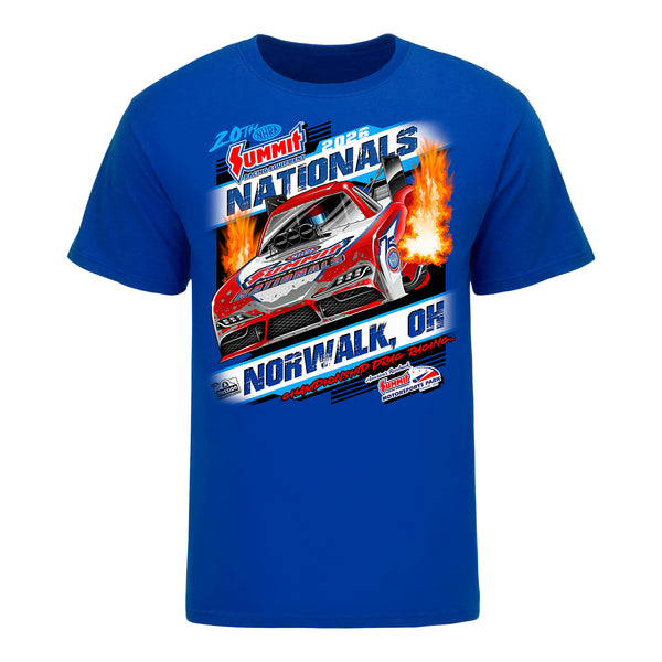 2026 NHRA Summit Nationals Youth T-Shirt in Blue - Front View