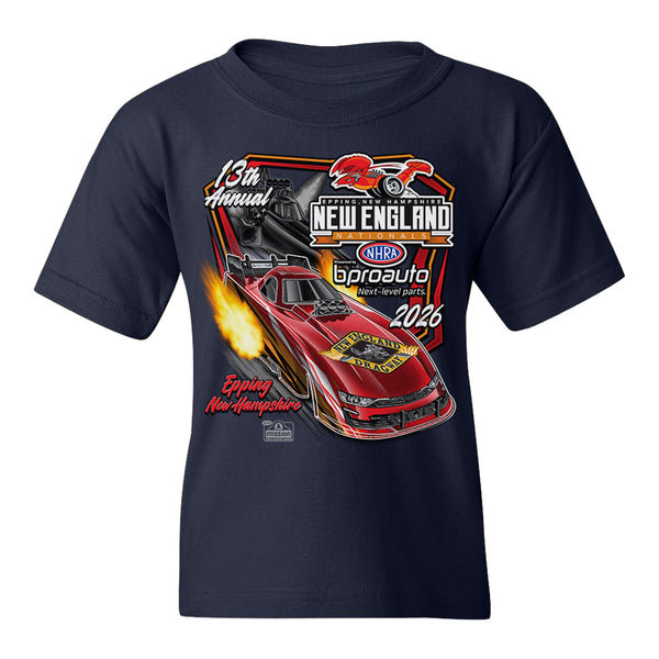 2026 New England Nationals Youth T-Shirt in Blue - Front View