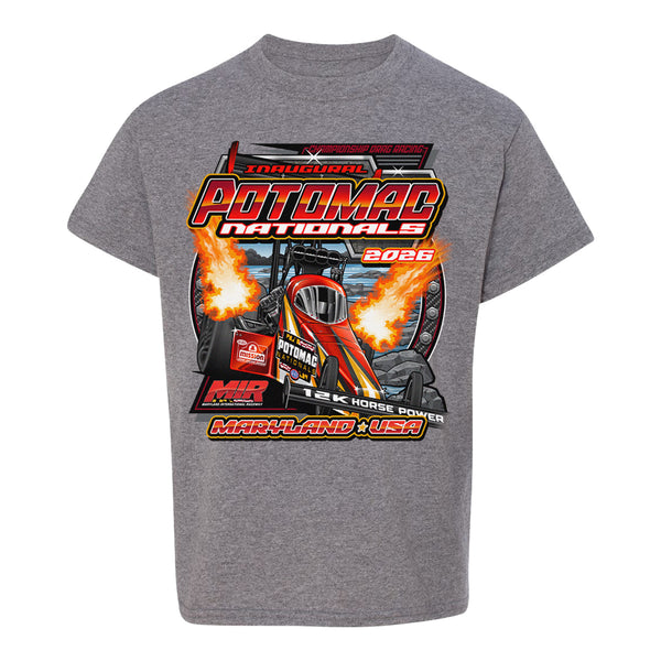 2026 Potomac Nationals Youth T-Shirt in Grey - Front View