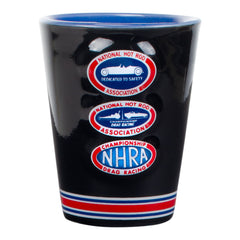 NHRA 75th Shot Glass In Black - Back View