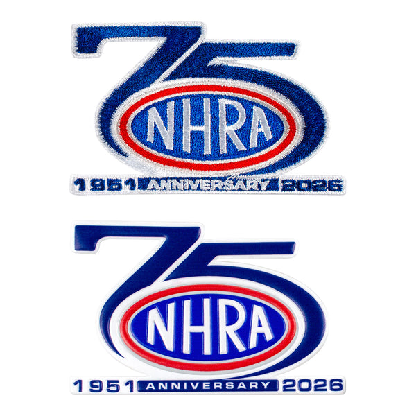NHRA 75th 2-Pack Emblem In Blue - Front View