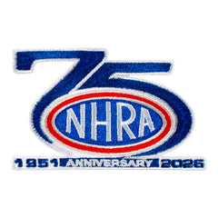 NHRA 75th 2-Pack Emblem In Blue - Front View Of Embroidered Emblem