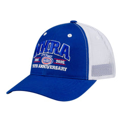 NHRA 75th Anniversary Collegiate Mesh Hat in Blue - Front Left View