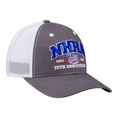 NHRA 75th Anniversary Collegiate Mesh Hat in Grey - Front Right View