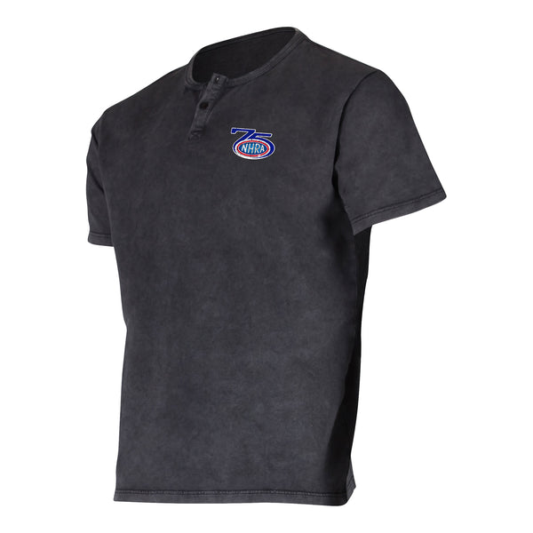 NHRA 75th Henley Palisade T-Shirt In Grey - Front View