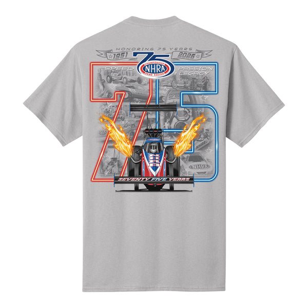 NHRA 75th Heritage T-Shirt in Grey - Back View