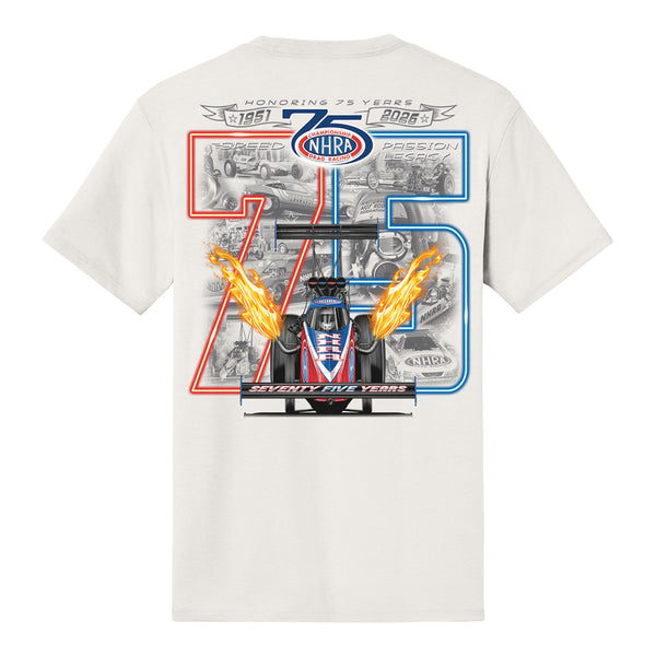 NHRA 75th Heritage T-Shirt in White - Back View